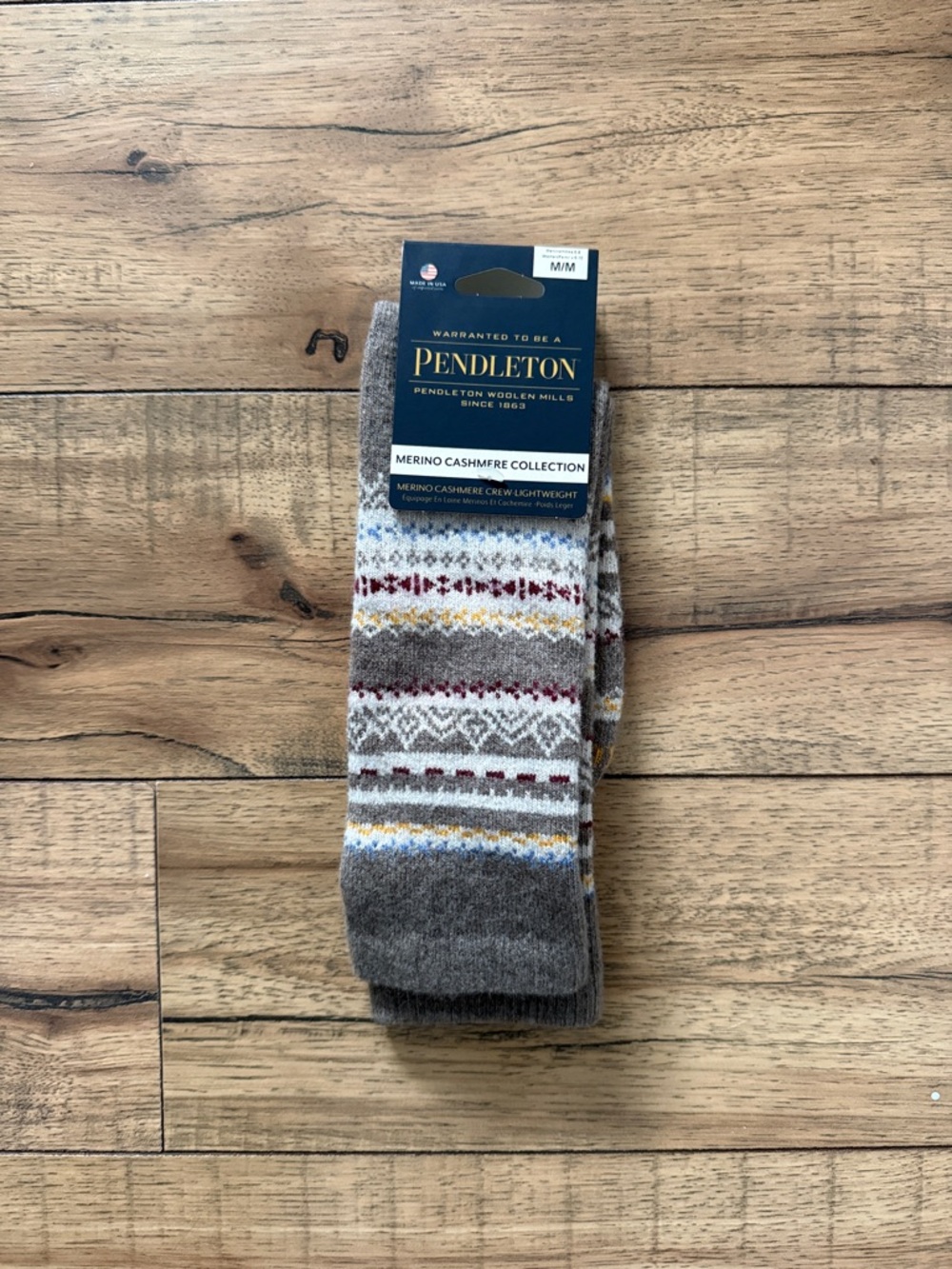 Pendleton Brown Fair Isle Merino Cashmere Crew Socks